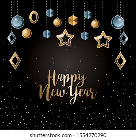 Happy new year design, Welcome celebrate greeting card happy decorative and celebration theme Vector illustration
