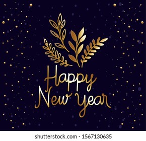 Happy new year design, Welcome celebrate greeting card happy decorative and celebration theme Vector illustration