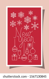 Happy new year design, Welcome celebrate greeting card happy decorative and celebration theme Vector illustration