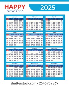 Happy New Year Desk or wall calendar 2025