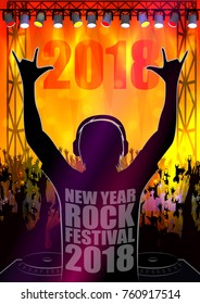 Happy New Year DJ disco party celebration banner invitation template background. Vector illustration