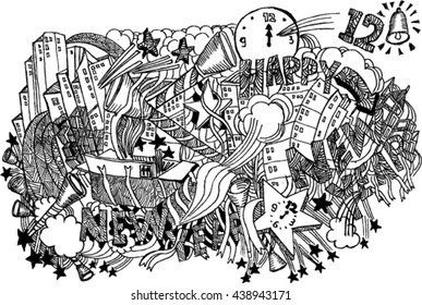 happy new year, doodle