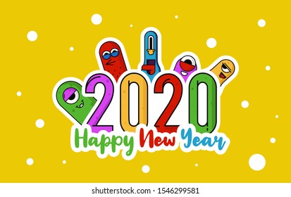 Happy new year doodle art illustration vector