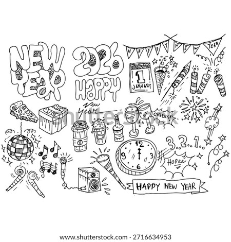 Happy New Year, doodle vector