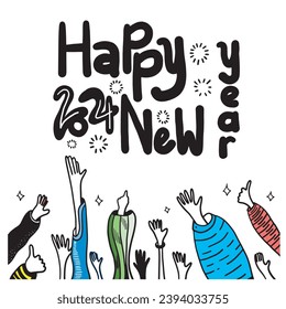 Happy new year doodle.Holiday illustration for design greeting cards.vector illustration. 