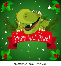 Happy new year dragon card