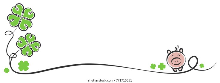 Happy new year drawing clovers pig vector