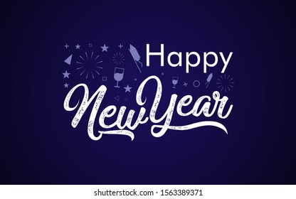 Happy New Year. dynamic typography with beautiful shapes. 