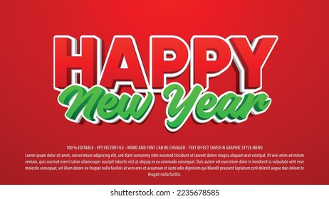 Happy new year editable 3d text effect template use for logo and business brand