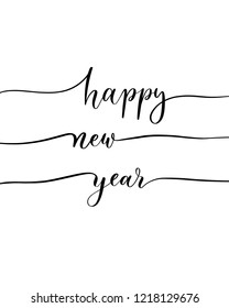 Happy new year - elegant calligraphic vector inscription.Unique hand lettering for the design of your jewelry, T shirts, prints and other business.