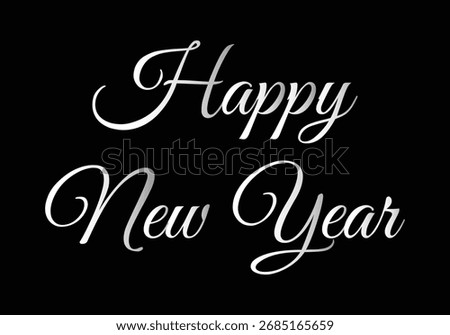 Happy New Year elegant calligraphy text on black background, celebration typography template for poster, banner or greeting card.