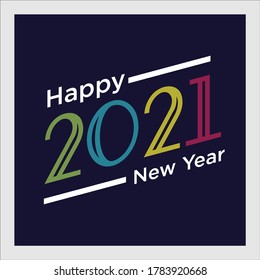 Feliz Año Nuevo diseño elegante de los coloreados números del logo 2021. La tipografía para 2021 ahorra la fecha de diseño de lujo y la invitación a la celebración de año nuevo. Fondo aislado. Ilustración del vector