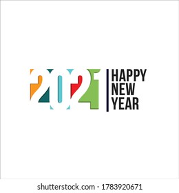 Feliz Año Nuevo diseño elegante de los coloreados números del logo 2021. La tipografía para 2021 ahorra la fecha de diseño de lujo y la invitación a la celebración de año nuevo. Fondo aislado. Ilustración del vector