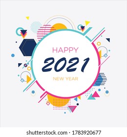 Feliz Año Nuevo diseño elegante de los coloreados números del logo 2021. La tipografía para 2021 ahorra la fecha de diseño de lujo y la invitación a la celebración de año nuevo. Fondo aislado. Ilustración del vector