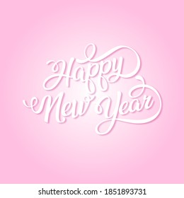 Feliz Año Nuevo diseño elegante. Tipografía para la feliz celebración del año nuevo. Aislado en un fondo rosado. Ilustración vectorial.