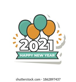 Feliz Año Nuevo diseño elegante de los coloreados números del logo 2021