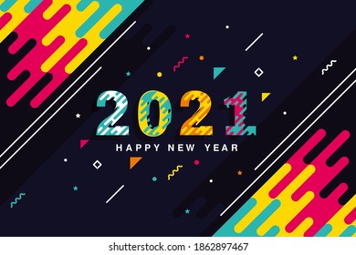 Happy New Year elegant design of colored 2021 logo numbers