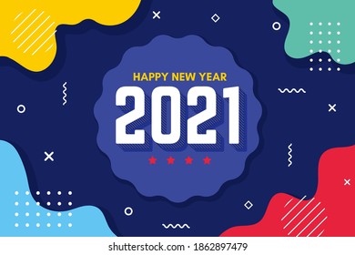 Happy New Year elegant design of colored 2021 logo numbers
