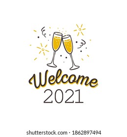 Happy New Year elegant design of colored 2021 logo numbers