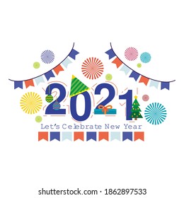 Happy New Year elegant design of colored 2021 logo numbers
