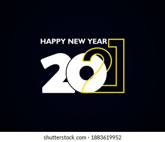 Happy New Year elegant design of white 2021 numbers. Typography for 2021 luxury designs. Vector Illustration. Isolated on blue background