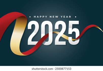 Feliz año Nuevo diseño elegante de números de logotipo de color 2025. Guardar Tipografía para 2025: los diseños de lujo de fecha y la invitación de celebración de año nuevo. Ilustración vectorial. 