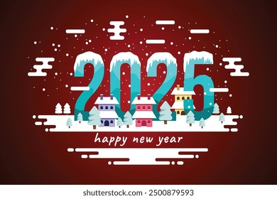 Happy New Year elegant design of colored 2025 snow logo numbers. Typography for 2025 save the date luxury designs and new year celebration invite. Vector illustration. 