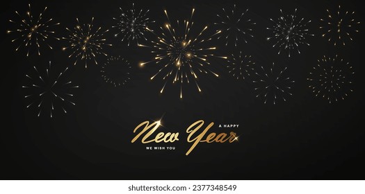 Happy new year. Elegant fireworks vector illustration background . Concept for holiday decor, card, poster, banner, flyer