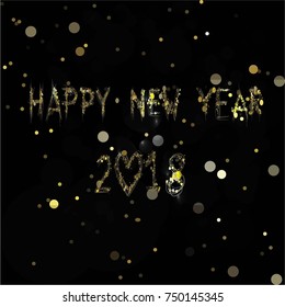 Happy New Year. Elegant Golden Card Template
