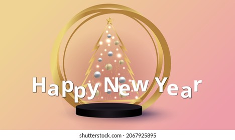Happy New Year Elegant vector illustration for banner, flyer and greeting card. Luxury Christmas and New Year holidays background, winter season. 