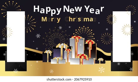 Feliz Año Nuevo Elegante ilustración vectorial para banner, volante y tarjeta de saludo. Temporada de invierno y Navidad de lujo y Año Nuevo. 