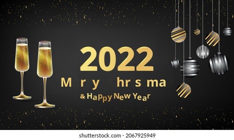 Happy New Year Elegant vector illustration for banner, flyer and greeting card. Luxury Christmas and New Year holidays background, winter season. 