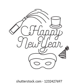 happy new year with elements decorative
