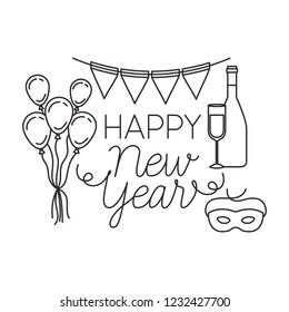 happy new year with elements decorative