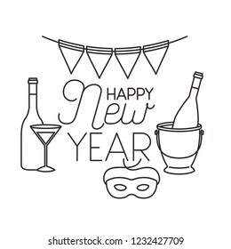happy new year with elements decorative
