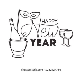 happy new year with elements decorative