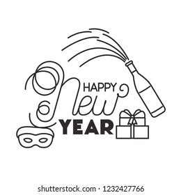 happy new year with elements decorative