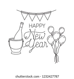 happy new year with elements decorative
