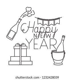happy new year with elements decorative