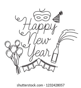 happy new year with elements decorative