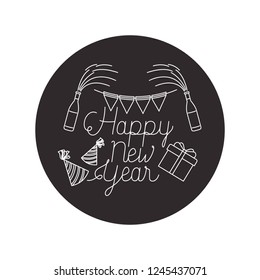 happy new year with elements decorative
