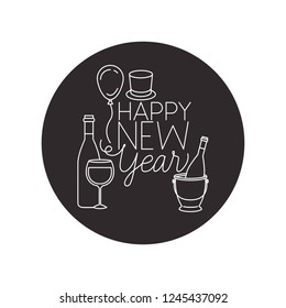 happy new year with elements decorative
