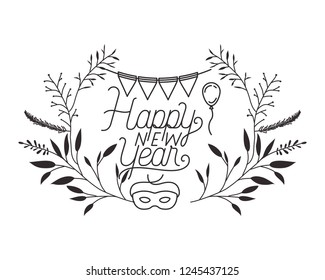 happy new year with elements decorative