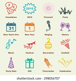 happy new year elements, vector infographic icons
