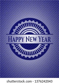 Happy New Year emblem with denim high quality background