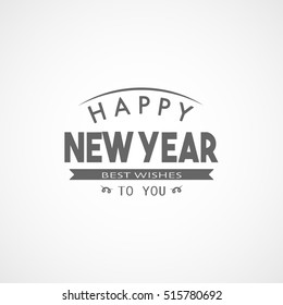 Happy New Year Emblem Flat Icon On White Background