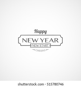 Happy New Year Emblem Flat Icon On White Background