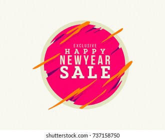 Happy New Year Exclusive Sale Discount Banner 3D Flat Design with Creative Illustration, Ideal for Banner, Web, Landing, Page, Site, Social, Promotion, Card