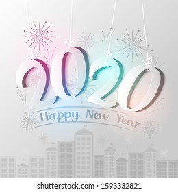 Happy new year festival in 2020. Vector illustration.