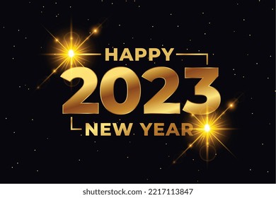 happy new year festival background with golden 2023 text vector 
